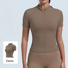 Load image into Gallery viewer, New Women's High-Elastic Yoga Jacket — Form-Fitting, "Naked-Feel" Running &amp; Fitness Top (Short Sleeve)
