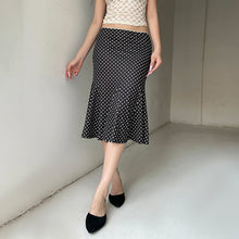 Load image into Gallery viewer, Dot Print Low Waist Skirts Spring Summer Vintage Casual Skirts Women Fashion Midi Skirts
