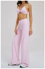 Load image into Gallery viewer, Yoga Set - Backless Bra + Cross Waist Wide Leg Pants Fitness Suit, Jogging Tracksuit Active Wear Workout Loungewear Sports Gym
