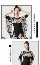 Load image into Gallery viewer, Dancewear Women Tops Summer Fashion Print Latin Line Dance Costume New Products Ballroom Dance Women Top Training Clothes Black
