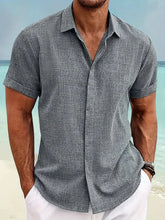 Load image into Gallery viewer, Mens Golf Shirts for Men Summer Beach Loose Shirt Button Down Short Sleeve Blouses Solid Print Casual Linen Shirts Streetwear
