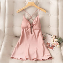Load image into Gallery viewer, Female Nightdress Sexy Backless Spaghetti Strap Nightgown Sleepwear Spring Summer Nightwear Loose Silk Satin Home Dress Lingerie
