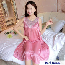 Load image into Gallery viewer, Embroidery Transparent Slip Sleepwear for Sleeping Big Size Night Dress Sexy Lingerie Nightgown Women Home Clothing
