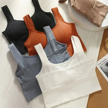Load image into Gallery viewer, Solid Ribbed Sports Bra Workout Shockproof Sports Bra Top With Padded Seamless Sports Bra For Women Push Up Bra Seamless Lingeri
