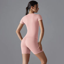 Load image into Gallery viewer, Yoga Set Women Sports Short Sleeve Top With High Waist Leggings Running Jogging Workout Clothes Sports Fitness Gym Sets
