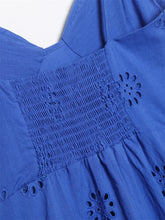 Load image into Gallery viewer, Women Fashion With Ruffled Cutwork Embroidery Mini Dress Vintage Backless Elastic Thin Straps Female Dresses Vestidos
