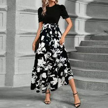 Load image into Gallery viewer, Elegant Lace-Up Ruffle Hem Dress
