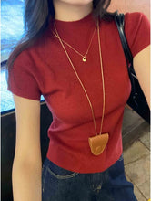 Load image into Gallery viewer, Knitted 2025 New Basic Sweaters Fashion Women Turtleneck Solid Thin Short Sleeve Slim Pullovers Streetwear Bodycon Sweater
