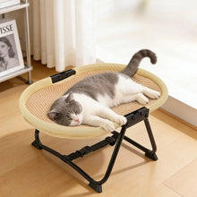Load image into Gallery viewer, Foldable Elevated Pet Bed Breathable Linen Mesh Raised Cat Dog Sleeping Indoor Small Puppy Kitten Rest Sofa with Storage Bag
