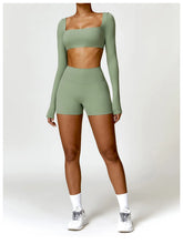Load image into Gallery viewer, Summer 2PCS Yoga Suit Sports Set Women Quick-Dry Gym Set Women Tracksuit Running Workout Long Sleeve Sports Shirt Yoga Clothing
