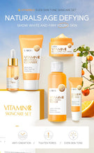 Load image into Gallery viewer, Vitamin C Skincare Set 5pcs(Cleanser-Toner-Serum-Eye Serum-Face Cream) + Natural Antioxidant Ingredients, Nourish Even Skin Tone
