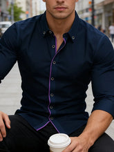 Load image into Gallery viewer, Patchwork Elastic Business Casual Shirt
