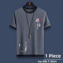 Load image into Gallery viewer, Casual Ice Silk Sports Suit Men's Summer Thin Short Sleeve Shorts Trendy Clothes Handsome Match One Set of Youth Clothing
