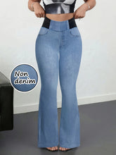Load image into Gallery viewer, Women's Imitation Denim Flared Jeans, High Waist Stretchy Leggings Booty Lifting Casual Pants Trousers for Casual Streetwear
