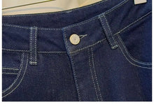 Load image into Gallery viewer, Women's Denim Jeans - Straight Leg with Striped Cuff Detail Classic Five-Pocket Design
