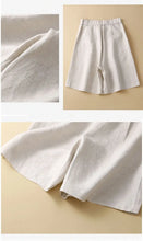 Load image into Gallery viewer, Women's Shorts Cotton Linen High Waisted Short Pants Casual Loose Solid Purple Button Summer Shorts for Women
