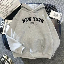 Load image into Gallery viewer, Hoodie Europe and America Sweatshirts for Women New York Letter y2k Autumn Winter   Casual Long Sleeve Pullover with Pockets
