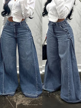 Load image into Gallery viewer, Vintage Wide-Leg Jeans for Women Y2K Niche Design Flared Pants Loose Versatile Floor-Length Trousers
