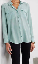 Load image into Gallery viewer, Women Real Silk Shirts Classic Double Pockets Solid Color Casual Fashion Long Sleeve Thin Shirt Blouses Tees
