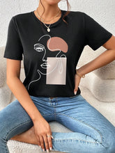 Load image into Gallery viewer, Women T-Shirts Fashion Simple Women's Face Print Tees Casual Soft Short Sleeve Tops Comfortable Street Clothes graphic t shirts

