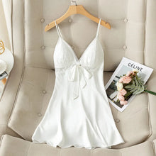 Load image into Gallery viewer, Female Nightdress Sexy Backless Spaghetti Strap Nightgown Sleepwear Spring Summer Nightwear Loose Silk Satin Home Dress Lingerie
