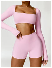 Load image into Gallery viewer, Summer 2PCS Yoga Suit Sports Set Women Quick-Dry Gym Set Women Tracksuit Running Workout Long Sleeve Sports Shirt Yoga Clothing
