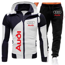 Load image into Gallery viewer, Tracksuit Audi Car Logo Print Sportswear 2 Pieces Sets Warm Fleece Clothing Hooded Sweatshirt+Pants Sport Suit Audi Men Clothing
