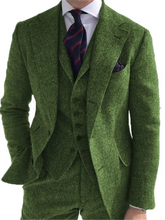 Load image into Gallery viewer, Green Tweed Three Piece Suit
