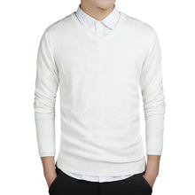 Load image into Gallery viewer, Sweater Men 2026 Autumn Casual Pullovers Men V-Neck Solid Cotton Knitted Brand Clothing Slim Fit Male Sweaters Pull Homme
