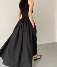 Load image into Gallery viewer, Female Fashion Style Dress New Summer Simple Elegant Black Long Dresses For Women Round Neck Sleeveless High Waist Temperament

