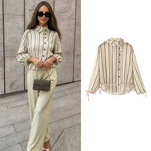 Load image into Gallery viewer, Women's Shirts Autumn 2026 New Fashion Stripes Slim Unique Youth Street Autumn Blouses Chic Elegant Travel Comfortable Blouse
