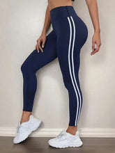 Load image into Gallery viewer, Women's High-waist Slimming Leggings Side Stripe Pattern Breathable Yoga Pants Sportswear Athletic Apparel
