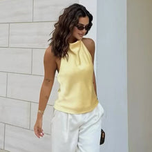 Load image into Gallery viewer, HXAO Top Women Halter Satin Women Tops Backless Corset Top Vest Yellow Pink Black Summer Elegant Sexy Tops Tank Vestidos
