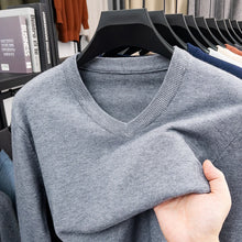 Load image into Gallery viewer, New Sweatwear Men's V Neck Basic Solid Color Sweaters Round Neck Elastic Pullovers Warm Autumn Knitted Oversized Sweater Men
