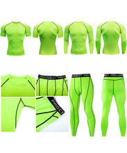 Load image into Gallery viewer, Gym Fitness T Shirt Men's Short Sleeve Summer Boxing Jersey Legging Men Rashguard Compression Pants Quick Dry Tight T-Shirts Men
