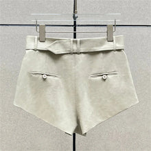 Load image into Gallery viewer, women's shorts New high waisted slim mini pants for summer 2026 linen blend casual shorts Belt decoration shorts women's pants
