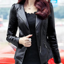 Load image into Gallery viewer, Slim Faux Leather Casual Jacket
