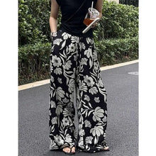 Load image into Gallery viewer, Wide-leg Pants for Women Summer Thin Printed New Style Drawstring Elastic Loose Straight Casual
