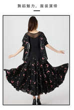 Load image into Gallery viewer, Dancewear Women Tops Summer Fashion Print Latin Line Dance Costume New Products Ballroom Dance Women Top Training Clothes Black
