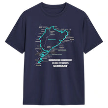 Load image into Gallery viewer, Men T-Shirt Nürburgring Nordschleife Germany Track Map Photographic Blue Print T Shirts Trending Beach Tees  Casual 1Cotton Tops
