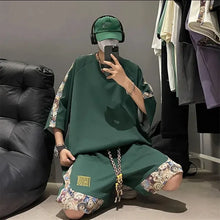 Load image into Gallery viewer, Sweatshirts Tracksuit T-shirts Shorts Suits For Men Spliced Graphic Sweatsuit Cotton Man Sets Luxury Offer Youthful Emo Kpop Xl
