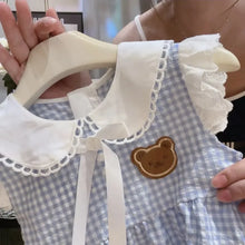 Load image into Gallery viewer, Blue Plaid Korean Girls Dress
