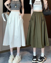 Load image into Gallery viewer, Drawstring Cargo A-Line Midi Skirt
