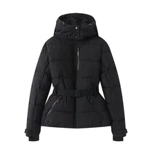 Load image into Gallery viewer, Women's Winter Hooded High Waist Padded Sport Parkas Coats with Belt Female Elegant Thick Warm Pockets Windproof Skiing Jackets
