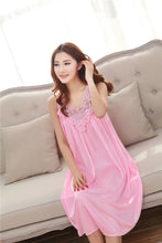 Load image into Gallery viewer, Embroidery Transparent Slip Sleepwear for Sleeping Big Size Night Dress Sexy Lingerie Nightgown Women Home Clothing
