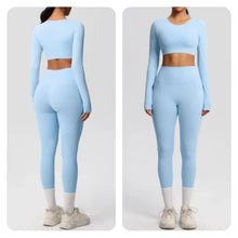 Load image into Gallery viewer, Yoga Gym Set Women Sports Impact Longline Strappy Top Fitness Overalls Sets Womens 2 Piece Sportswear Woman Gym Leggings Solid
