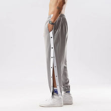 Load image into Gallery viewer, Men Jogger Pants Contrast Color Sides Buttons Stretch Workout Long Trousers Casual Sports Sweatpants Streetwear
