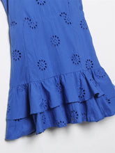 Load image into Gallery viewer, Women Fashion With Ruffled Cutwork Embroidery Mini Dress Vintage Backless Elastic Thin Straps Female Dresses Vestidos
