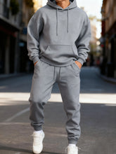 Load image into Gallery viewer, Man Hoodie Set Winter Solid Color Two Pices Sets Long-Length Street Clothes Casual Sports Sweatpant Hoody Unisex Fashion Suit
