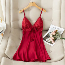 Load image into Gallery viewer, Female Nightdress Sexy Backless Spaghetti Strap Nightgown Sleepwear Spring Summer Nightwear Loose Silk Satin Home Dress Lingerie
